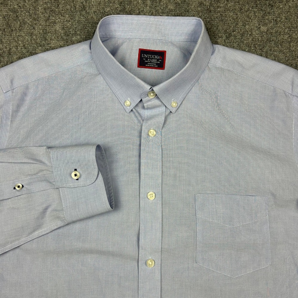 UNTUCKit Hillside Select Shirt Mens XL Light Blue Slim Fit Wrinkle Free Preppy